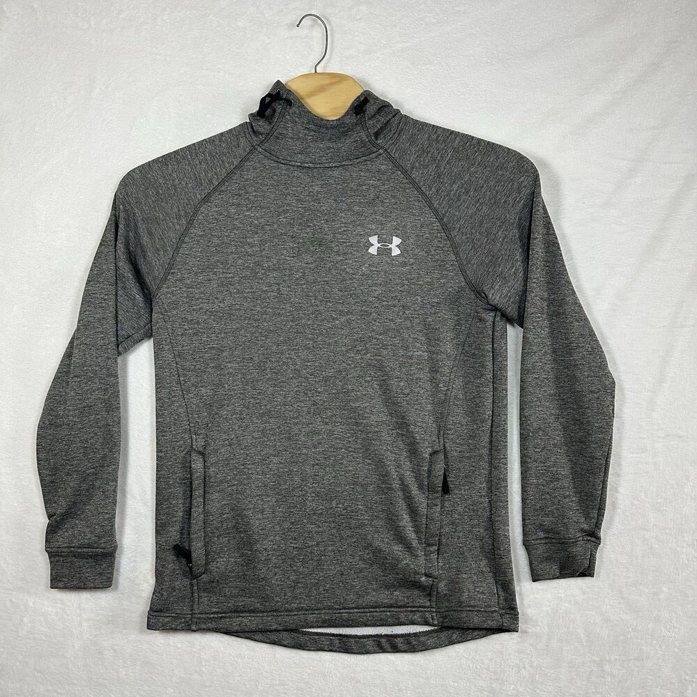Under Armour ColdGear Hoodie Mens Medium‎ Gray Fitted Pullover Athletic Hoodie